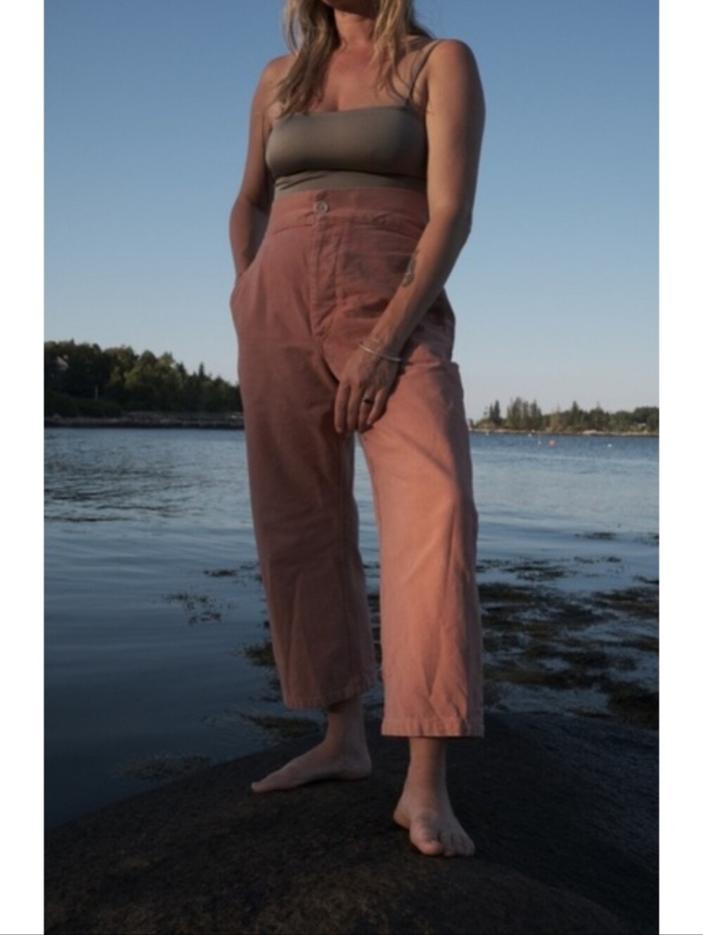 Rudy Jude High Season Wide Leg Raw Hem Pant High Waist Terracotta Resortwear 26 - Picture 3 of 14